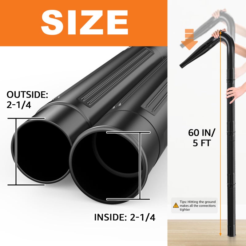 Sealegend 5-Piece Gutter Cleaning Kit Leaf Vacuum Attachment 2-1/2-inch Wet/Dry Shop Vac Accessories for Cleaning Gutter from The Ground Gutter Cleaning Tools with 3Pcs Extension Wands  Black - Image 5